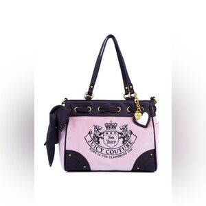 Juicy Couture pink and brown vintage Y2K tote bag with bow detail